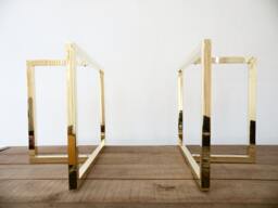 Brass T-Look Dining Table Legs - Customizable Height, Set Of 2 - thumbnail 1