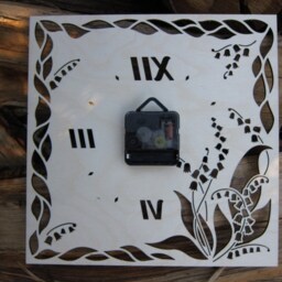 Lily Of The Valley Wooden Wall Clock Lasercut Plywood, Silent Decor - thumbnail 3