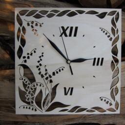 Lily Of The Valley Wooden Wall Clock Lasercut Plywood, Silent Decor - thumbnail 2