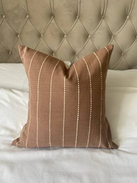 Brown Striped Pillow Cover, Handwoven Cotton, Bohemian Decor - image 1