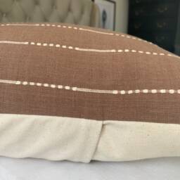 Brown Striped Pillow Cover, Handwoven Cotton, Bohemian Decor - thumbnail 3