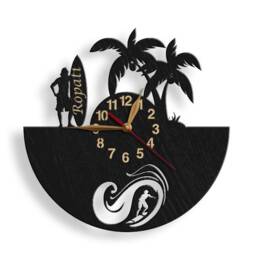 Surfing Wooden Wall Clock, Surfer Decor, Silent Clock 12 Or 18 Inches - thumbnail 3