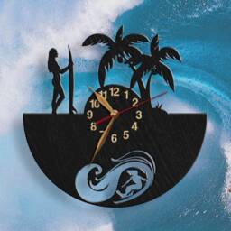 Surfing Wooden Wall Clock, Surfer Decor, Silent Clock 12 Or 18 Inches - thumbnail 2
