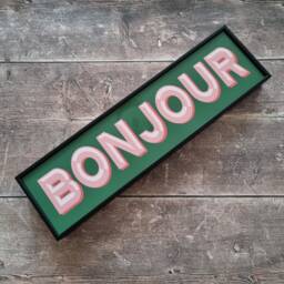 Bonjour Framed Metal Print Colorful Bar Sign Wall Art - thumbnail 1