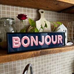 Bonjour Framed Metal Print Colorful Bar Sign Wall Art - thumbnail 3