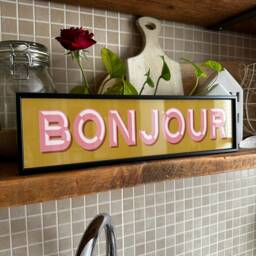 Bonjour Framed Metal Print Colorful Bar Sign Wall Art - thumbnail 2