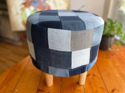 Custom-Made - Denim Memory Ottoman Made To Order Handmade Furniture Patchwork