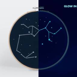 Zodiac Constellation Embroidery Hoop Art Glow in The Dark Star Sign - thumbnail 2