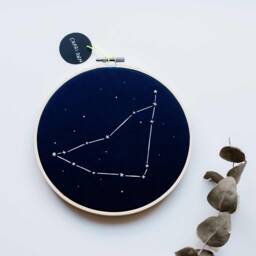 Zodiac Constellation Embroidery Hoop Art Glow in The Dark Star Sign - thumbnail 3