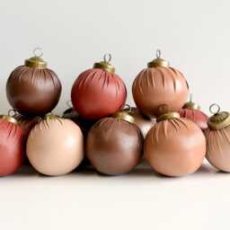 Faux Leather Christmas Ornaments - Set Of 12 Rustic Brown Holiday Decor - thumbnail 2