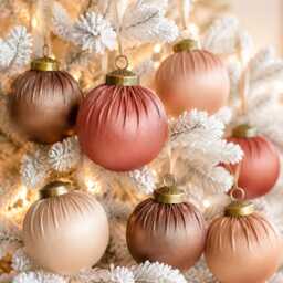 Faux Leather Christmas Ornaments - Set Of 12 Rustic Brown Holiday Decor - thumbnail 2