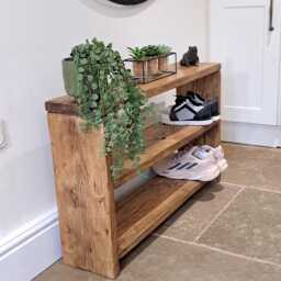 Shoe Rack - Rustic Wooden Bench Storage Hallway Table