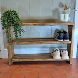 Shoe Rack - Rustic Wooden Bench Storage Hallway Table - thumbnail 3