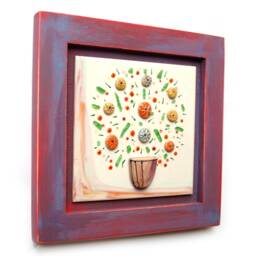 Framed Ceramic Flower Wall Art 3D Floral Decor - thumbnail 4