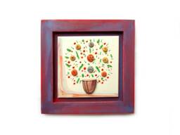 Framed Ceramic Flower Wall Art 3D Floral Decor - thumbnail 1