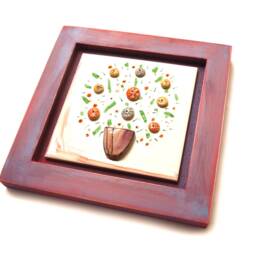 Framed Ceramic Flower Wall Art 3D Floral Decor - thumbnail 2