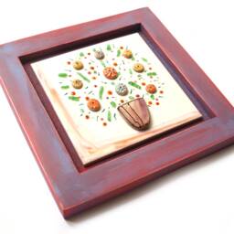 Framed Ceramic Flower Wall Art 3D Floral Decor - thumbnail 3