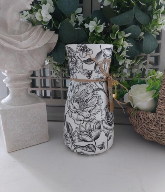 Beautiful Floral Toile Decoupaged Glass Vase. Five Colours Available - image 1
