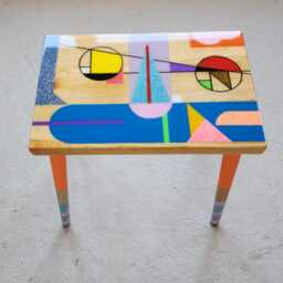 Hand Painted Retro Side Table, Colorful Pop Art Epoxy Resin Coffee Table - thumbnail 2