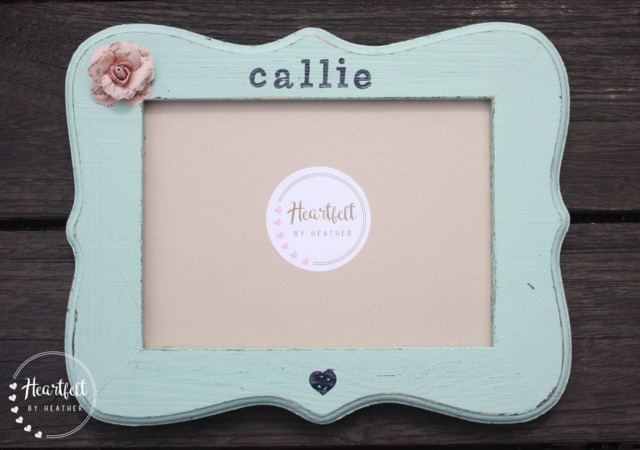 Custom Baby Picture Frame - Hand-Painted Wood, Floral Accent - image 1