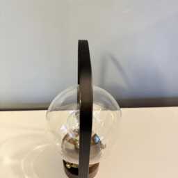 Industrial Lantern, Battery Operated, Bronze Metal, Clear Glass Orb, Retro Tabke Lamp - thumbnail 3
