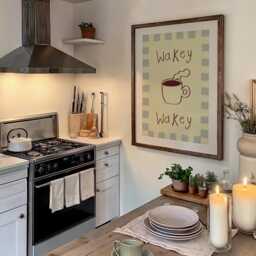Kitchen Wall Art Print, Coffee Checkered Poster, Cafe Art, Gift For Lovers, Wakey Decor - thumbnail 2