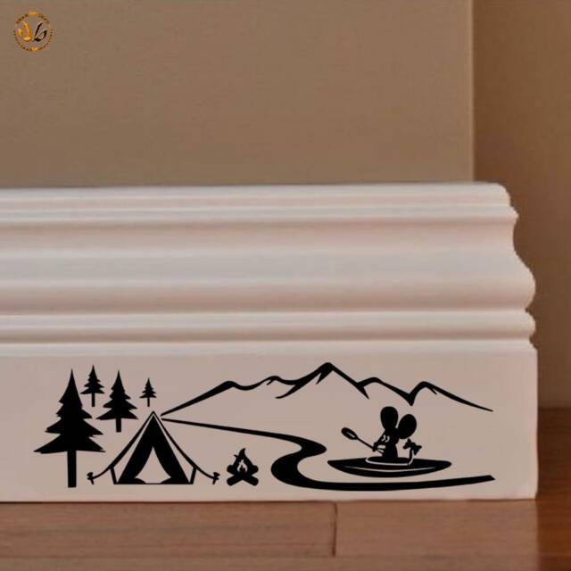 Mural Stickers Familia Topini Camping Canoe PVC Black Discounted 1 Kit Various Pieces Measures cm 8x30 Wall Sticker Mouse Family Kayak Lake - image 1