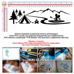 Mural Stickers Familia Topini Camping Canoe PVC Black Discounted 1 Kit Various Pieces Measures cm 8x30 Wall Sticker Mouse Family Kayak Lake - thumbnail 2