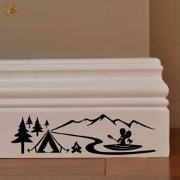 Mural Stickers Familia Topini Camping Canoe PVC Black Discounted 1 Kit Various Pieces Measures cm 8x30 Wall Sticker Mouse Family Kayak Lake