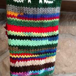 Hand Knit Christmas Stocking Personalized Dad Rainbow Stripe Snowflakes By Santa's Works - thumbnail 3