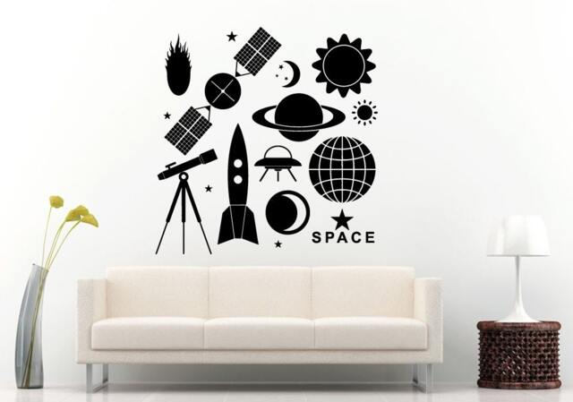 Star Space Ship Spaceship Fighter Galaxy Rocket Satellite Wall Decal Vinyl Sticker Mural Room Decor L1218 - image 1