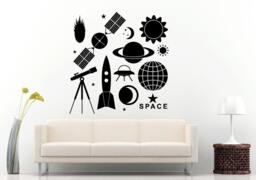 Star Space Ship Spaceship Fighter Galaxy Rocket Satellite Wall Decal Vinyl Sticker Mural Room Decor L1218 - thumbnail 1