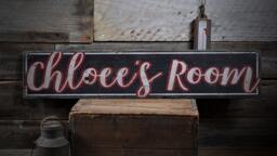 Kid Room Sign, Custom Child Decor, Children Wall Kids Gift -Rustic Hand Made Distressed Wood Decorations - thumbnail 1