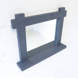 Mirror Shelf - Crossed Ends Smooth Design Main Image Ironstone Grey Chunky Wood Driftwood Style Chic - thumbnail 3