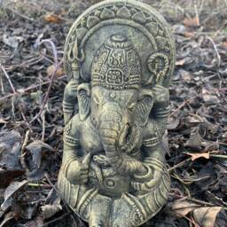 Stone Garden Gold Ganesh Elephant God Cute Buddha Statue Ornament - thumbnail 2