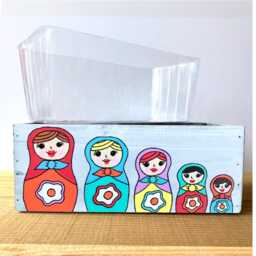 Russian Doll Succulent Planter, Matryoshka Decor, Nesting & Stacking Dolls, Whitewashed Wood Box - thumbnail 3
