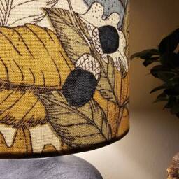 Handmade Lampshade Autumn Leaves Fabric Drum, Mustard Sage Green Woodland Acorn Light Shade For Table/Floor Lamp Or Ceiling Pendant - thumbnail 4