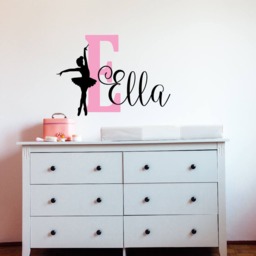 Custom Dance Wall Decal, Personalized Name Vinyl Decals, Dancing Monogram For Dancer, Customized Ballerina Sticker, Nursery Sign Baby - thumbnail 2