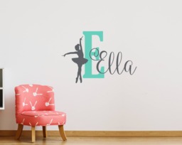 Custom Dance Wall Decal, Personalized Name Vinyl Decals, Dancing Monogram For Dancer, Customized Ballerina Sticker, Nursery Sign Baby