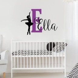 Custom Dance Wall Decal, Personalized Name Vinyl Decals, Dancing Monogram For Dancer, Customized Ballerina Sticker, Nursery Sign Baby - thumbnail 3