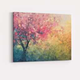 Soft Pink Blossom Tree Impressionist Spring Landscape Canvas Wall Art Print Decor Picture Ready To Hang - thumbnail 4