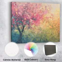 Soft Pink Blossom Tree Impressionist Spring Landscape Canvas Wall Art Print Decor Picture Ready To Hang - thumbnail 2