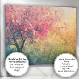 Soft Pink Blossom Tree Impressionist Spring Landscape Canvas Wall Art Print Decor Picture Ready To Hang - thumbnail 3