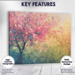 Soft Pink Blossom Tree Impressionist Spring Landscape Canvas Wall Art Print Decor Picture Ready To Hang - thumbnail 1