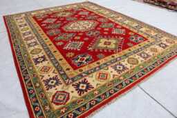 5'3x6'7 Ft Afghan New Luxury Reddish Area Rug, Kazak Hand Knotted Rug, Medallion Geometric Carpet - Rug For Livingroom - thumbnail 1