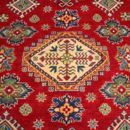 5'3x6'7 Ft Afghan New Luxury Reddish Area Rug, Kazak Hand Knotted Rug, Medallion Geometric Carpet - Rug For Livingroom - thumbnail 3