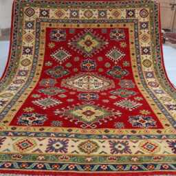 5'3x6'7 Ft Afghan New Luxury Reddish Area Rug, Kazak Hand Knotted Rug, Medallion Geometric Carpet - Rug For Livingroom - thumbnail 4