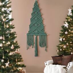 Macrame Christmas Tree, Gift For Family, Holiday Boho Gift, Presents, Unique Xmas Home Decor X32 - thumbnail 4