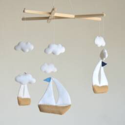 Sailing Boat Baby Mobile Nautical Nursery Decor, Handmade - thumbnail 2