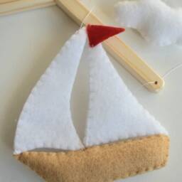 Sailing Boat Baby Mobile Nautical Nursery Decor, Handmade - thumbnail 4